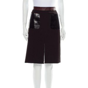 L'aGence Black Lambskin Leather Pencil Skirt